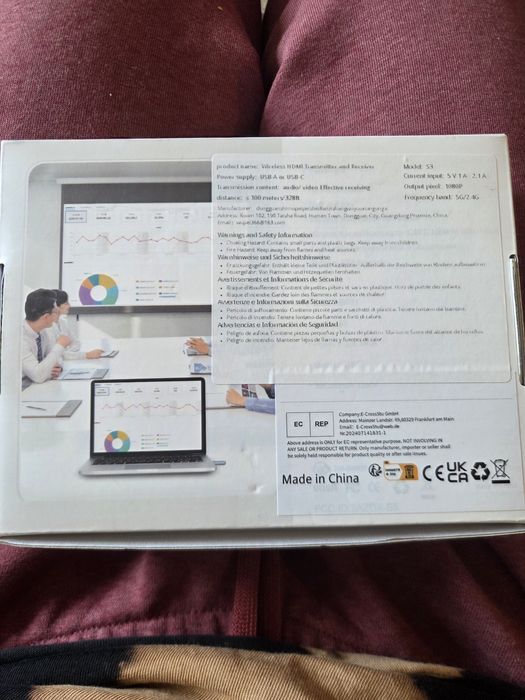 HDMI безжичен предавател и приемник, преносим безжичен HDMI 2.4G/5G с LED екран, Plug & Play