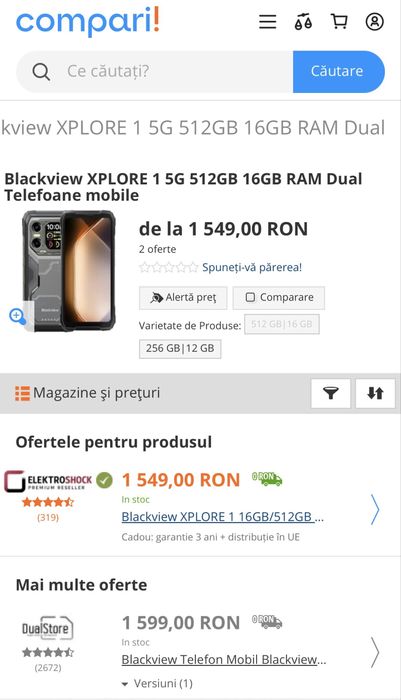 MDM vinde: Blackview Xplore 1 512GB Black.