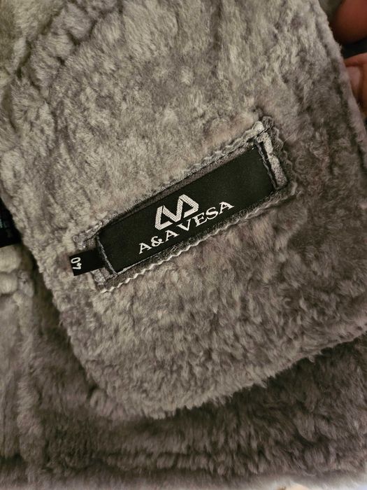 Cojocel dama blana si piele naturala