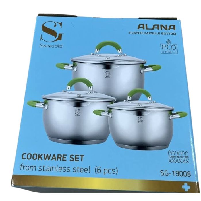 Комплект тенджери Swissgold Alana – 3 броя с капак от неръждаема стома