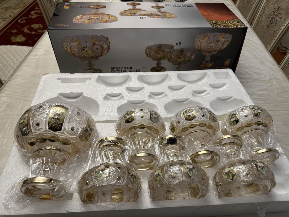 Хрустальная пасуда, набор из 7 предметов. Набор новый, в упаковке.