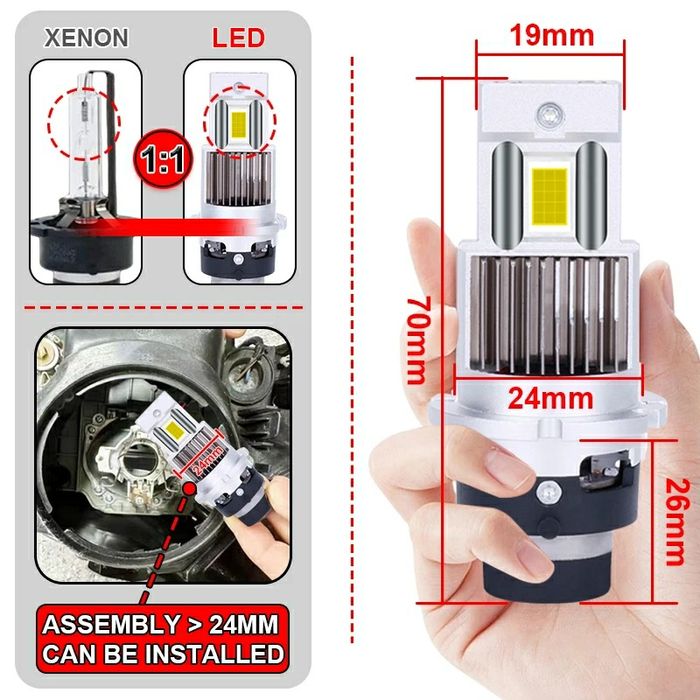Set Două Becuri Led Cree D2S/D2R/D4S 35000LM/200W  Alb-Rece