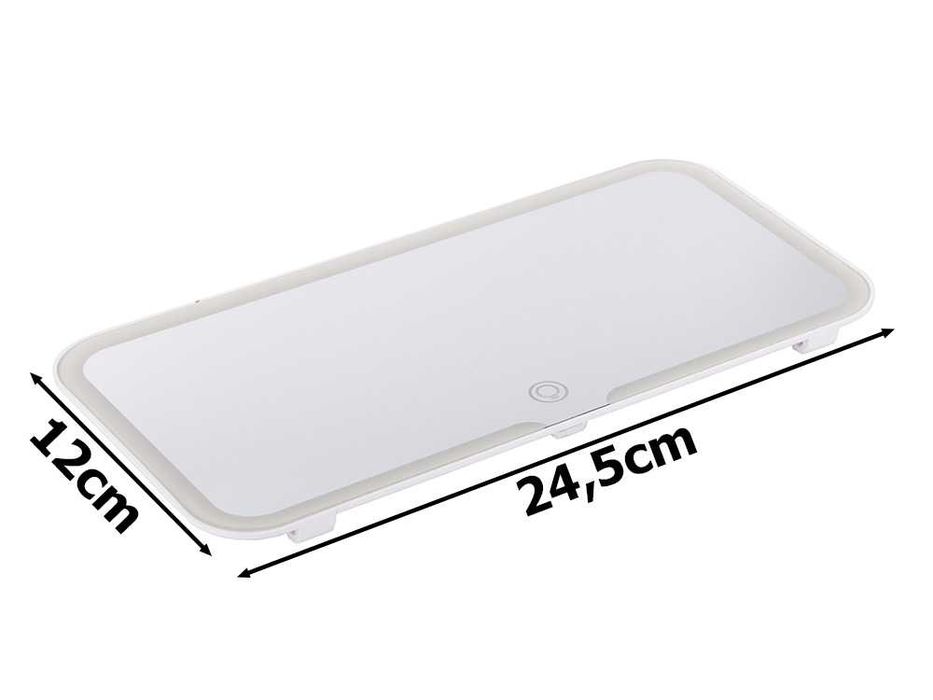 Oglinda cosmetica cu LED pt parasolar auto reincarcabila USB 24.5x12cm