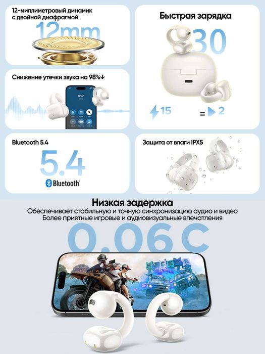 UGREEN WS209 HiTune S3 TWS наушники Bluetooth 5.4 30ч