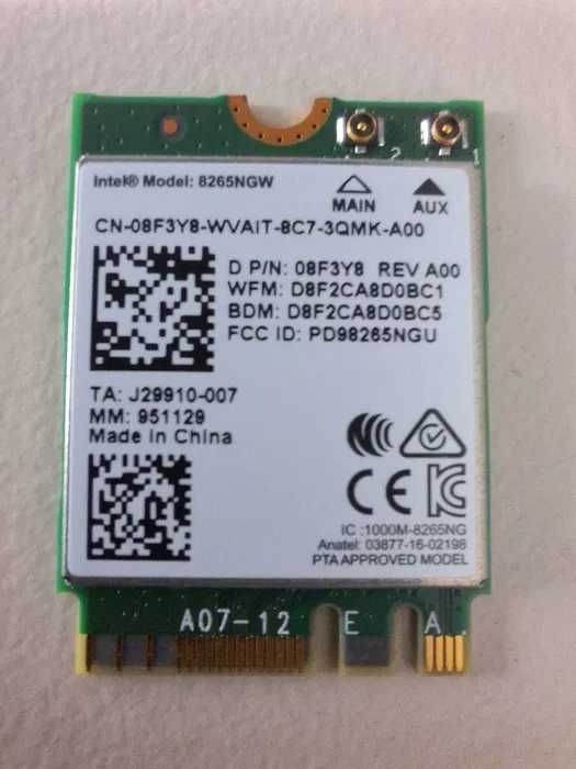 Modul card Wi-Fi Intel Dual Band Wireless-AC 8265 + Bluetooth + antene