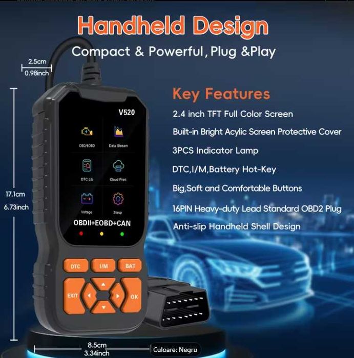 Vând Scanner Auto OBD2 Profesional – Diagnoză Auto + Ștergere Erori