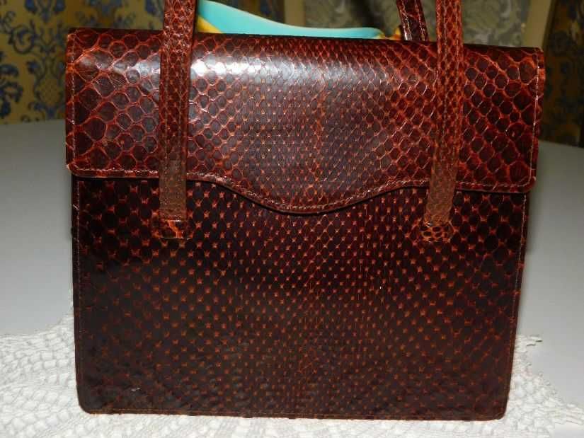 Poseta  vintage piele  sarpe manusi  noi cadou