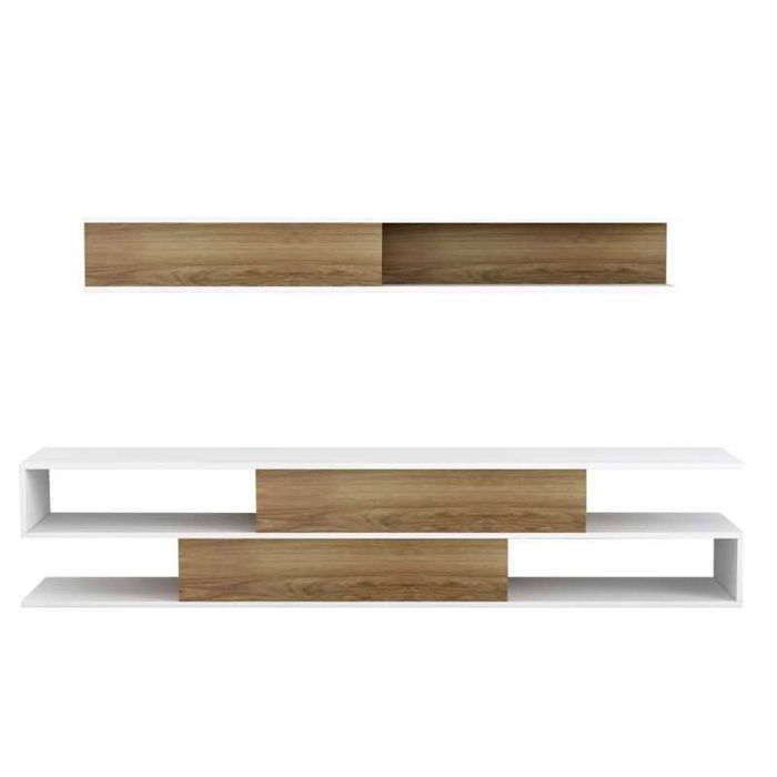 ТВ комплект, BIRGITTA, Бял, Сив, Пдч, 181х31.5х39см.