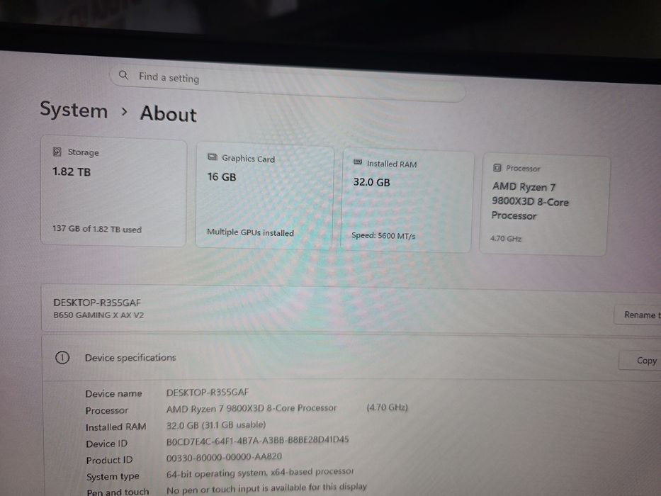 Pc Gaming Ryzen 7 9800X3D ,RTX 5070TI , 32GB DDR5 , 2TB
