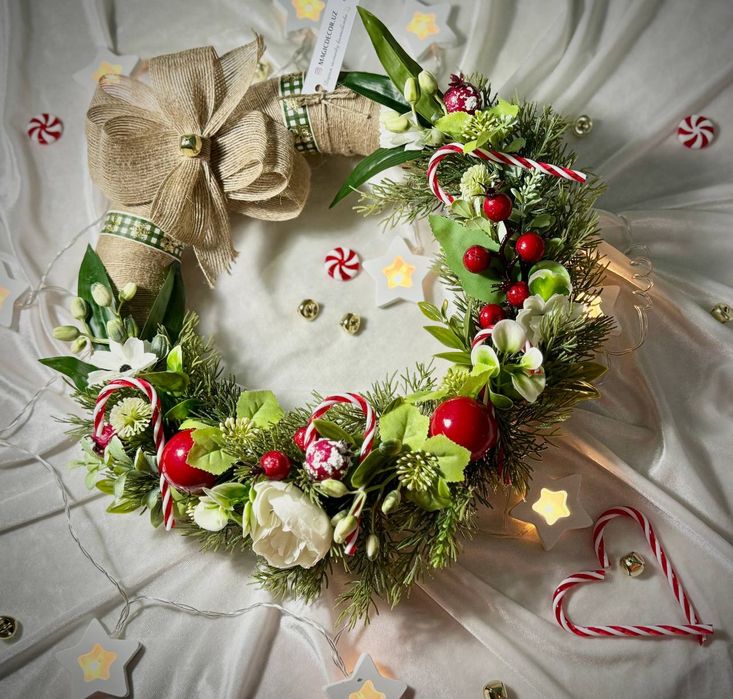 Новогодний декор, венок ручной работы