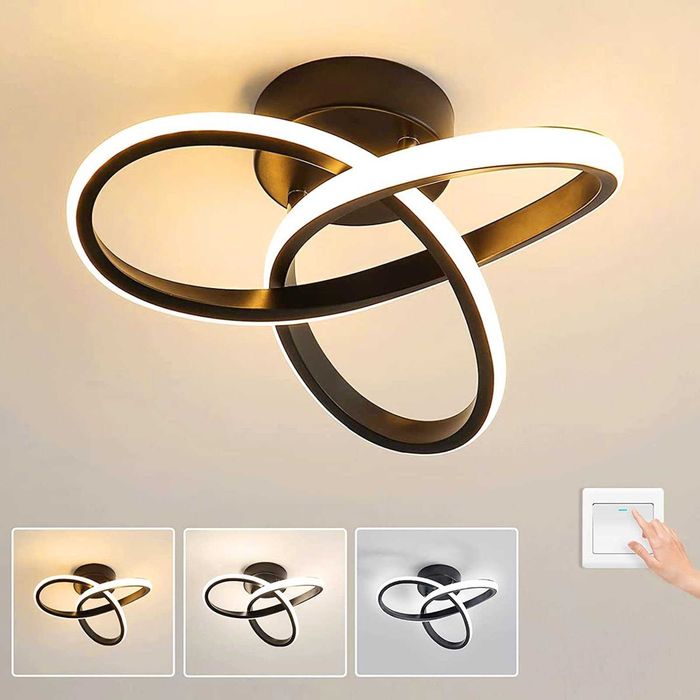 Lampă de tavan LED neagră, 12W reglabilă în 3 culori