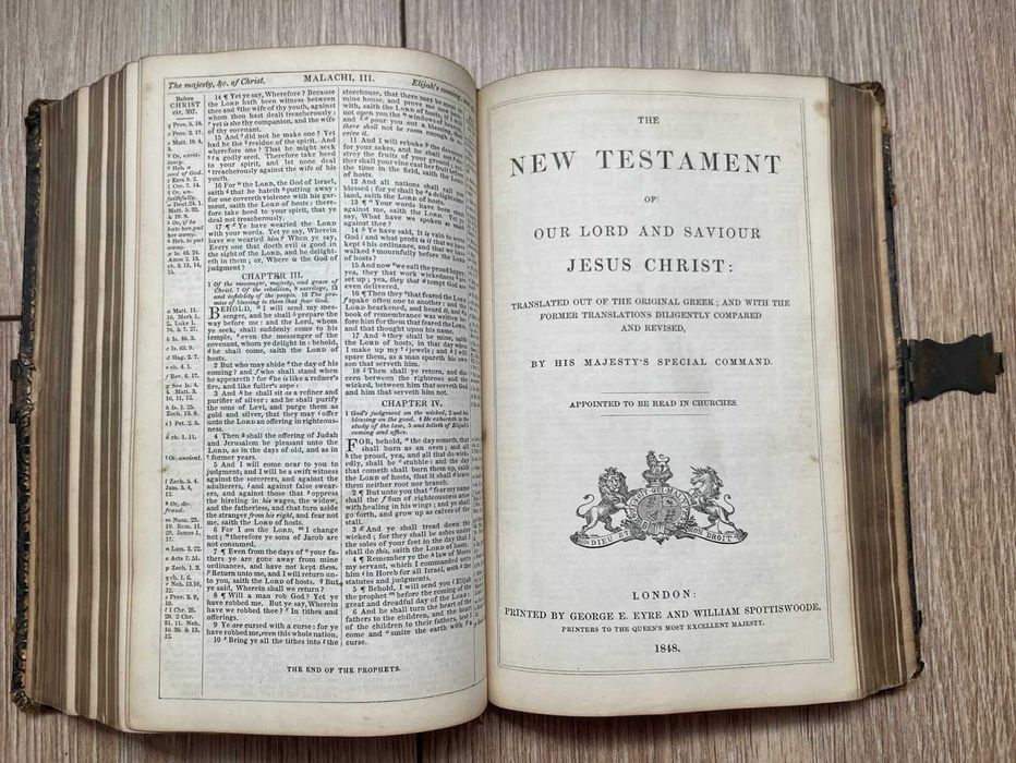 Biblia / Biblie veche,1848, engleza, 17x11x3 cm, coperta piele, incuietoare
