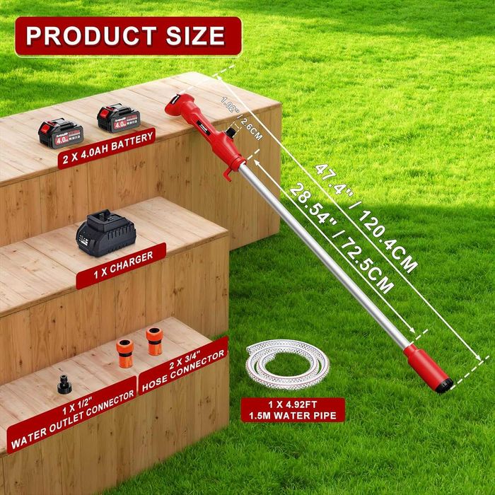 Безжична водна помпа SundpeyPRO, 2 x 4.0Ah батерии, 1,5 метра маркуч