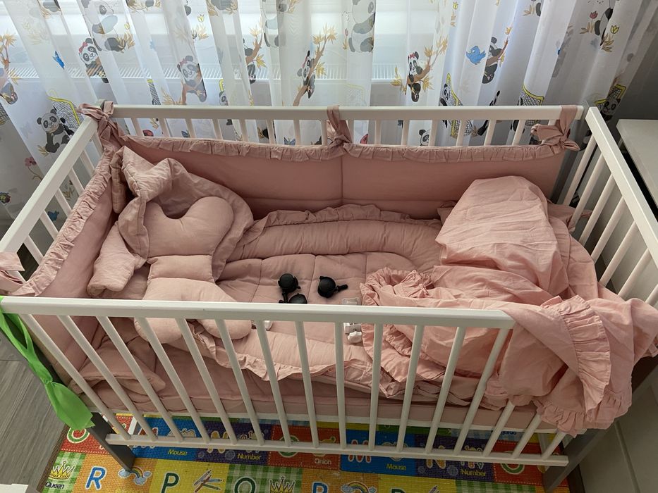 Patut copii 120x60cm cu saltea si baldachin