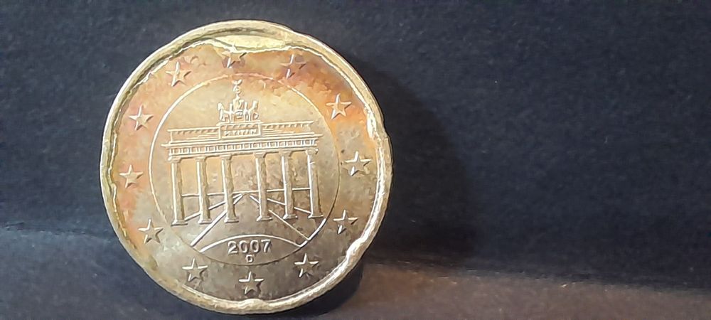 20 euro cent 2007 cu eroare de batere
