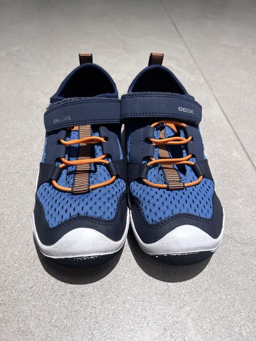 Adidași Geox cu inserții plasă, albastru-portocaliu, nr. 34.