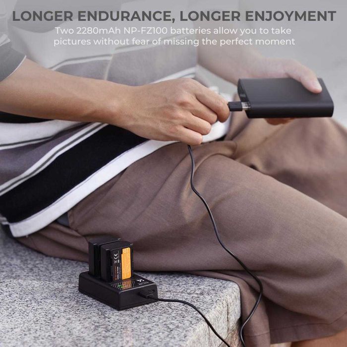 Комплект 2 батерии NP-FZ100 + зарядно K&F Concept