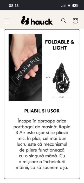 Cariucior pt copil Hauck rapid 3 air negru