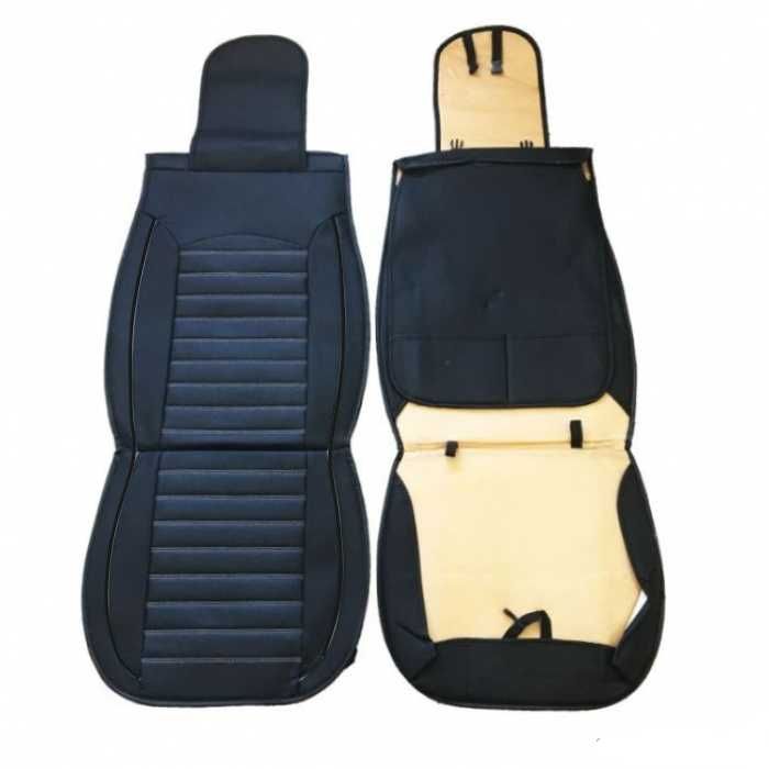 Кожени калъфи за седалки Automat, Универсални, 2 броя, Черно с черно