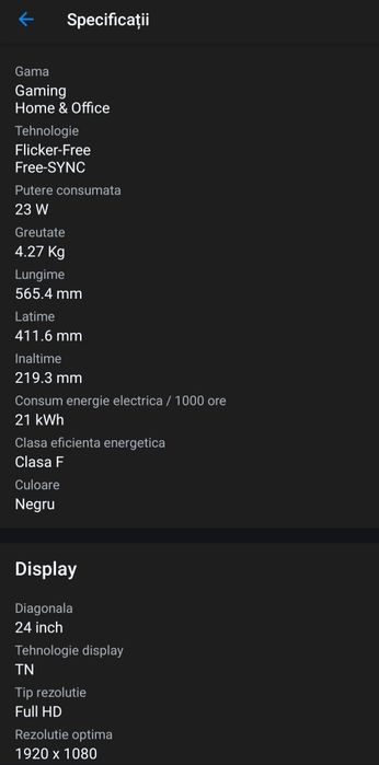 Monitor LED AOC Gaming G2460VQ6 24 inch, 1ms, FreeSync