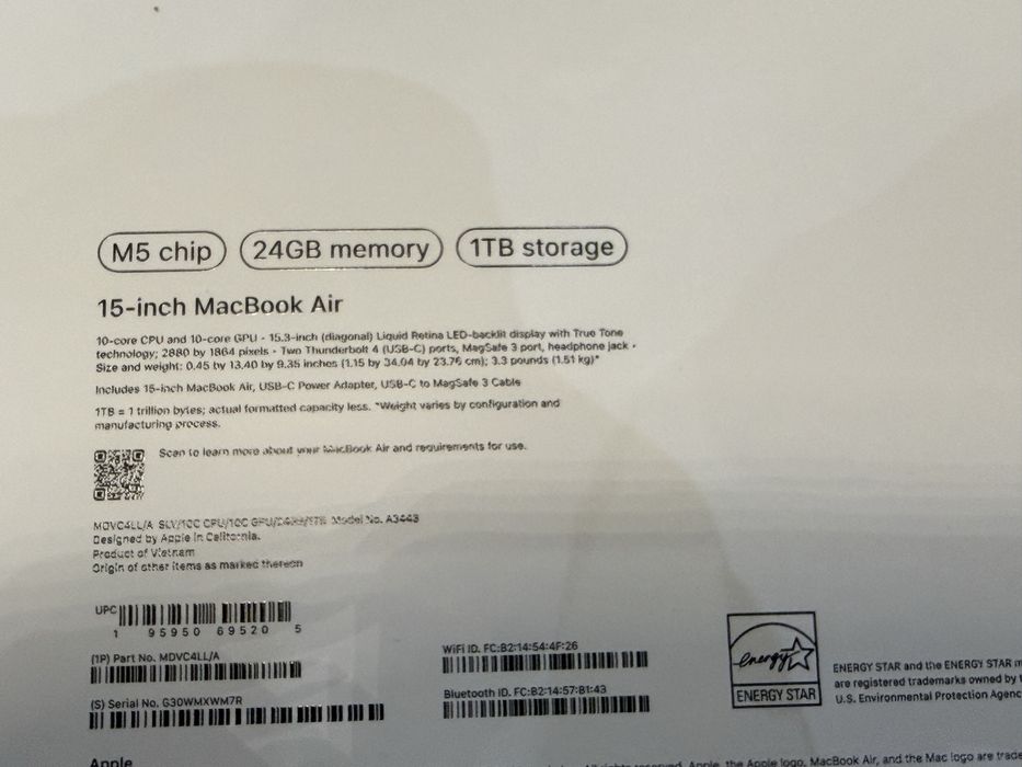 Macbook Air M5 chip 2026