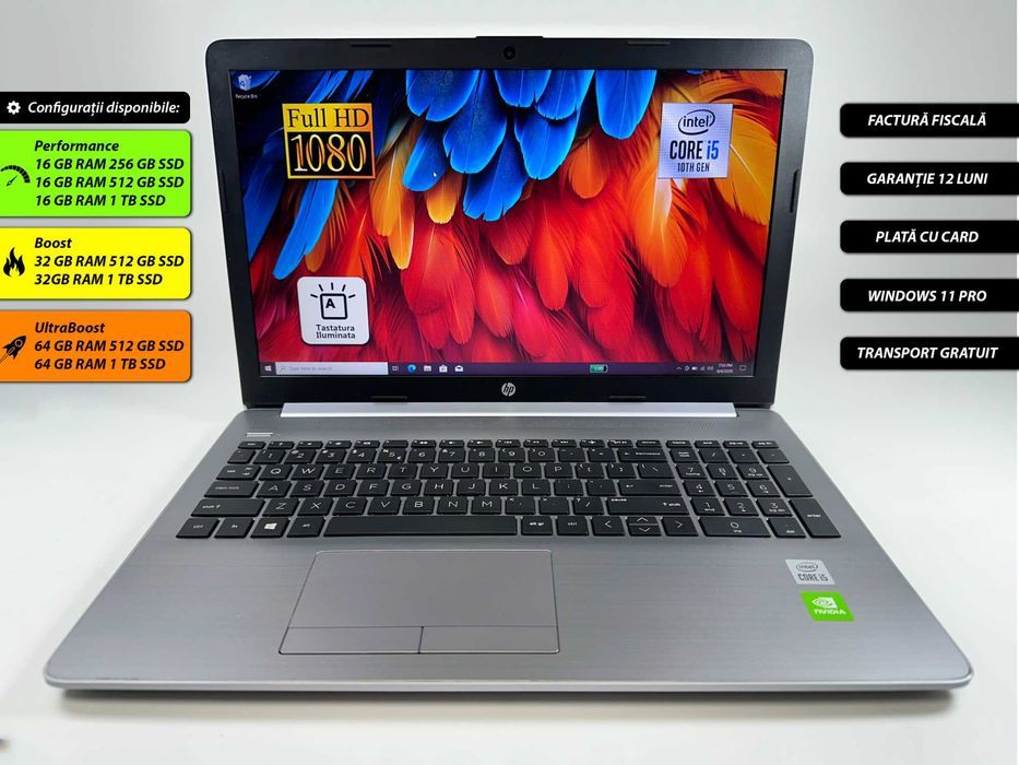 Laptop HP 250 G7 Notebook i5-1035G1 16 gb ram ddr4 256 gb ssd Nvidia Ecran 15.6 inch Full HD Slim Windows 11 Factura si Garantie 1 an