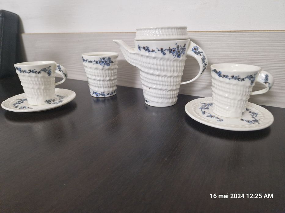 Set căni cafea portelan alb