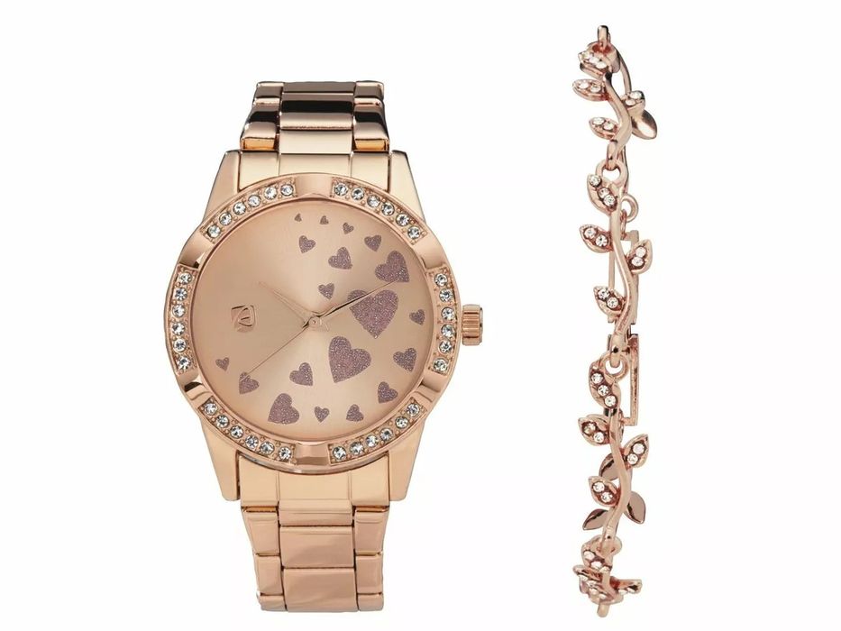 Ceas analogic quartz cu bratara reglabila + Bratara aurie - SIGILAT