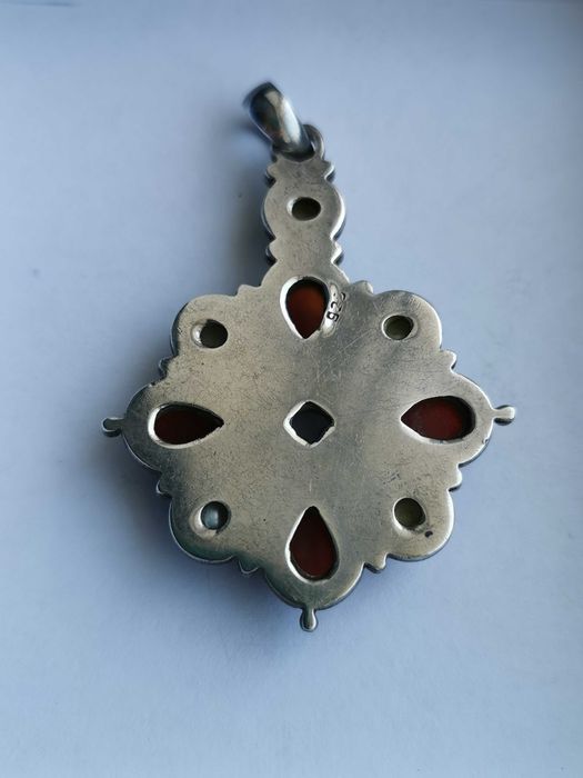 Pandantiv din argint, vintage, pietre semipretioase, de colectie