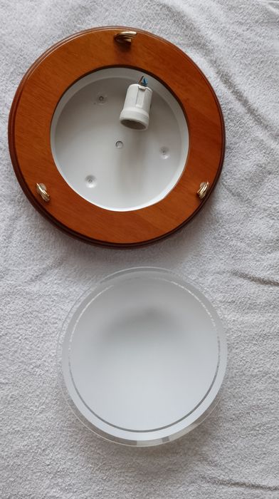 Plafoniera sticla și lemn masiv 31 cm