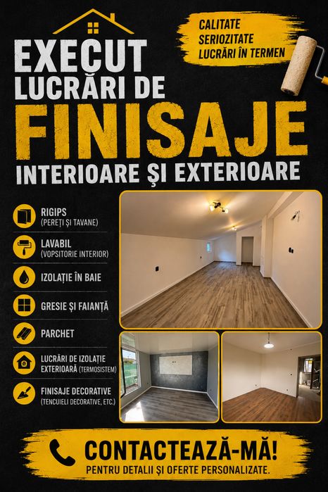 Lucrări de renovări interioare și exterioare – Rigips, Gresie, Faianță, Izolații