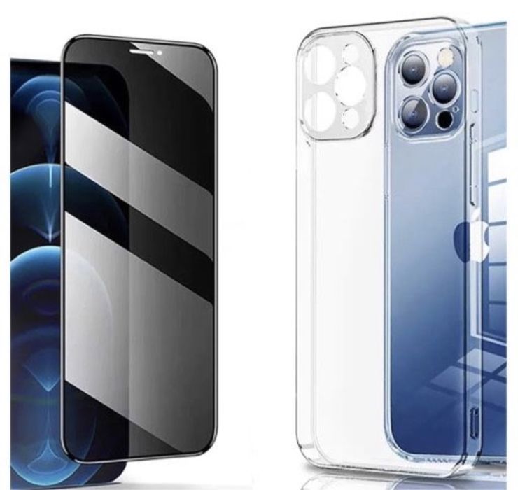 Husa Dust Case si Folie Sticla Privacy Iphone 13/14/15/ MINI PRO MAX