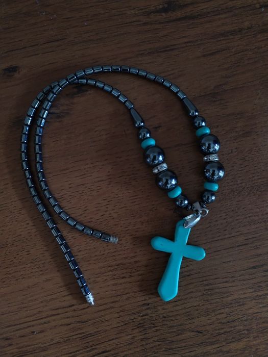Ожерелье бирюзовое с крестом Турецкое