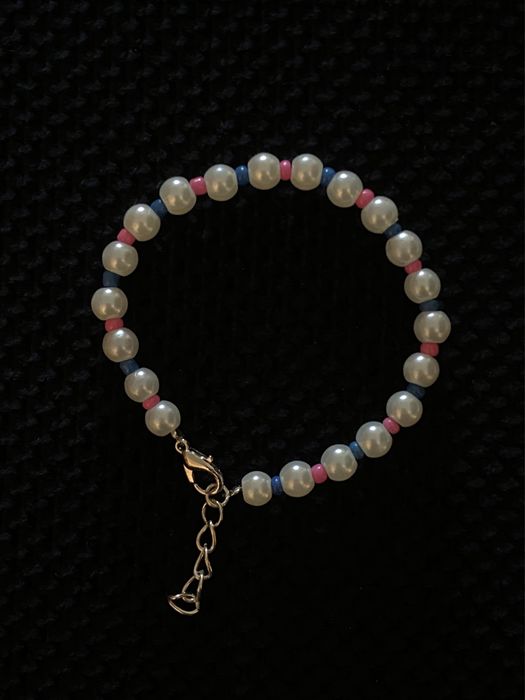 Bratara din perle handmade roz si albastru coquette