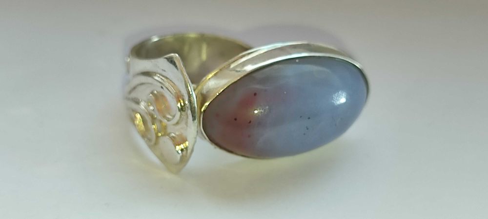 Оригинальное кольцо с камнем ГОЛУБОЙ АГАТ