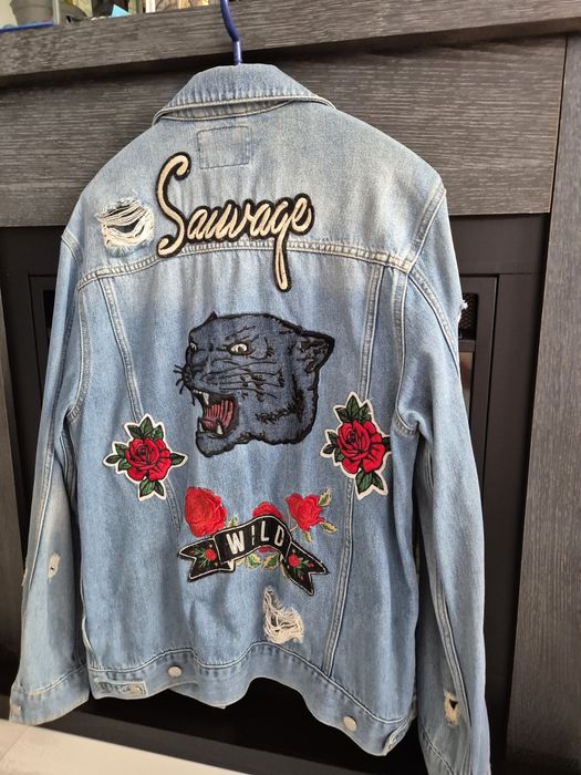 Geaca blugi Guess Sauvage, model tigru