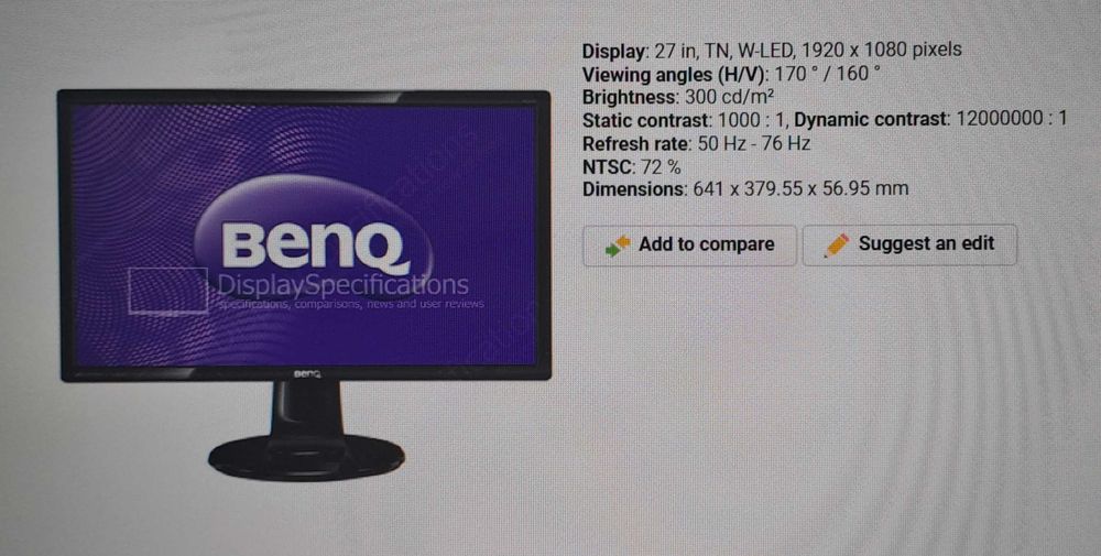 Monitor BenQ GL2760H Office  27" 60hz FHD