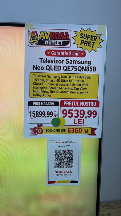 Samsung QE75QN85B 75” / 189 cm Neo QLED 4K Smart TV – Garanție 2 ani