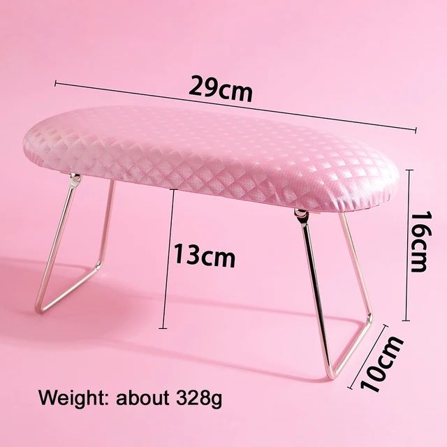 Стойка , възглавничка за маникюр Еко кожа Стомана Розова