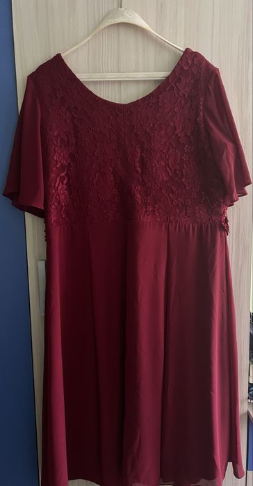 Дамска официална рокля бордо/червена 3XL/3ХЛ