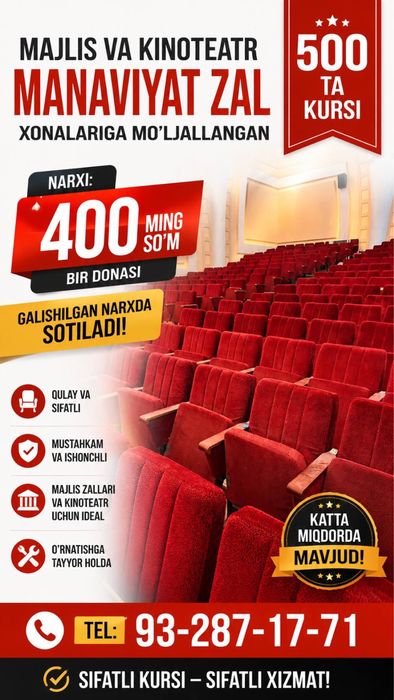 Madaniyat saroyiga mo’ljallangan o’rindi