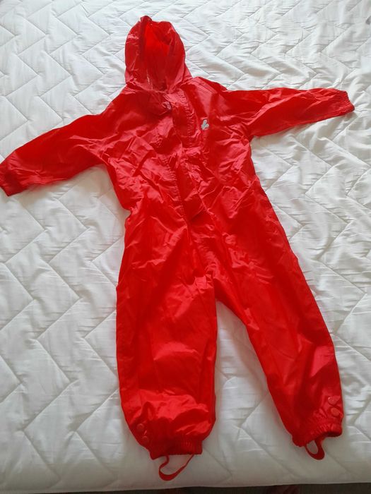 Salopeta rosie impermeabila Next, copii 3-4 ani, NOUA