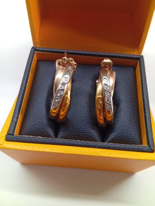 Cercei aur 18 k cu diamante