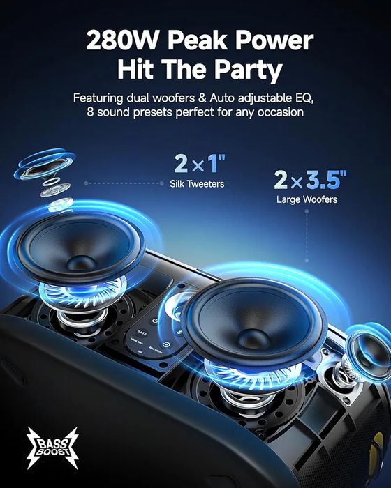 Караоке Ikarao Shell S1, с дисплей за текст на песни, 2 безжични микрофона, екран 10.1", 280W