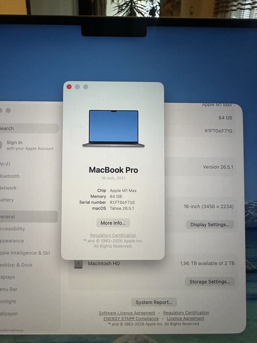 MacBook Pro 16” (2021) – M1 Max / 64GB / 2TB
