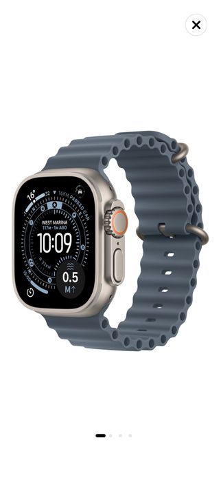 Apple Watch Ultra 3, GPS + Cellular, Carcasa Natural Titanium 49mm, Anchor Blue Ocean Band