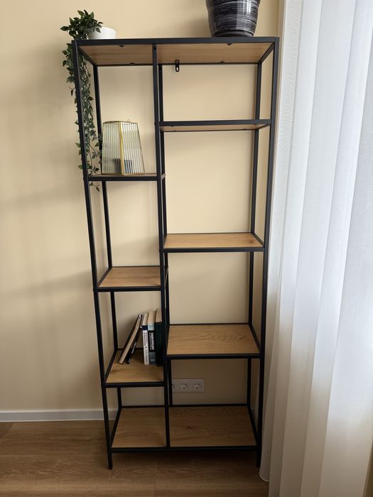 Етажерка - 7 рафта, цвят див дъб / черно
