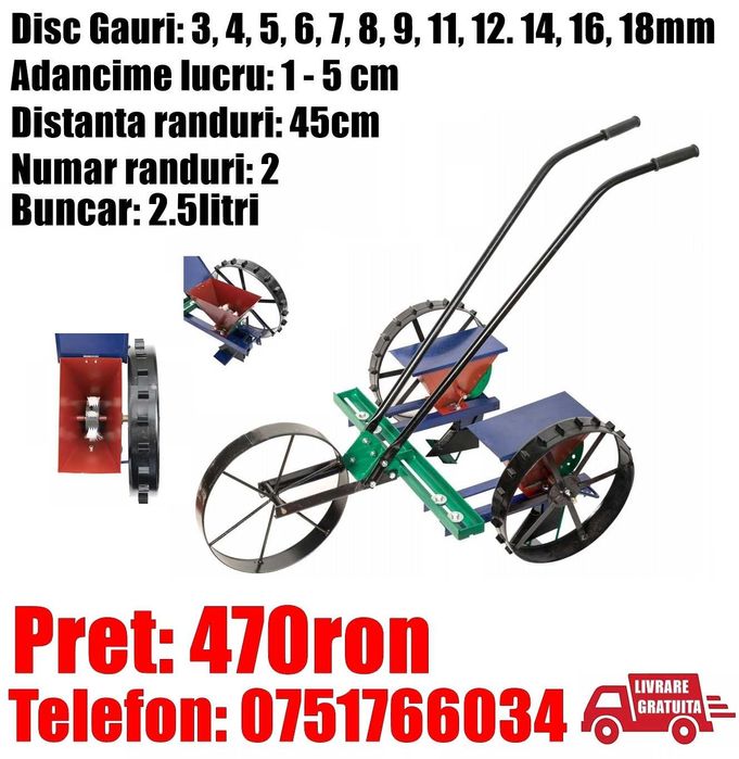 Semanatoare Plantator Reglaj Seminte Legume 2 Randuri LivratGRATUIT TM