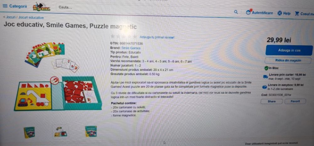 Joc educativ puzzle magnetic