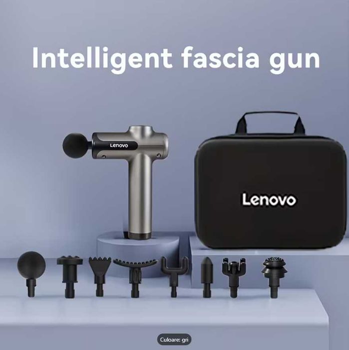 Aparat masaj tip pistol Lenovo, 10 capete, silentios, USB